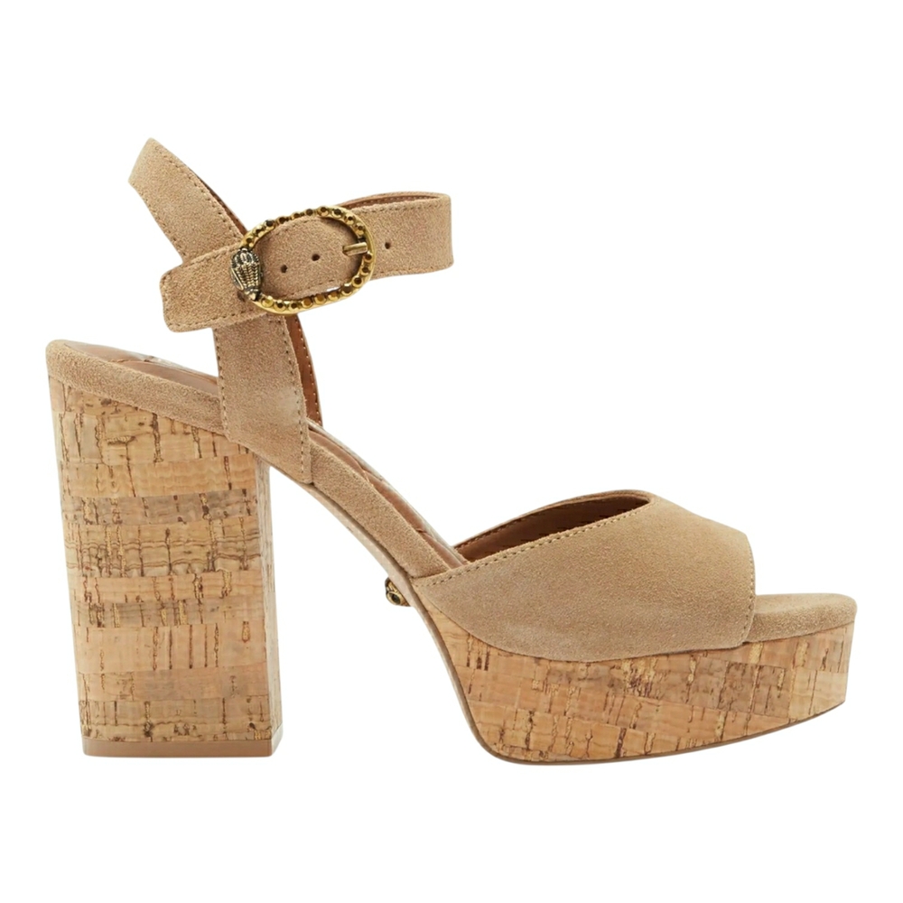 Kurt Geiger Mayfair Tan Cork Platform Block Heel Sandals w/ Crystal Eagle NIB! ♡ - Picture 8 of 11